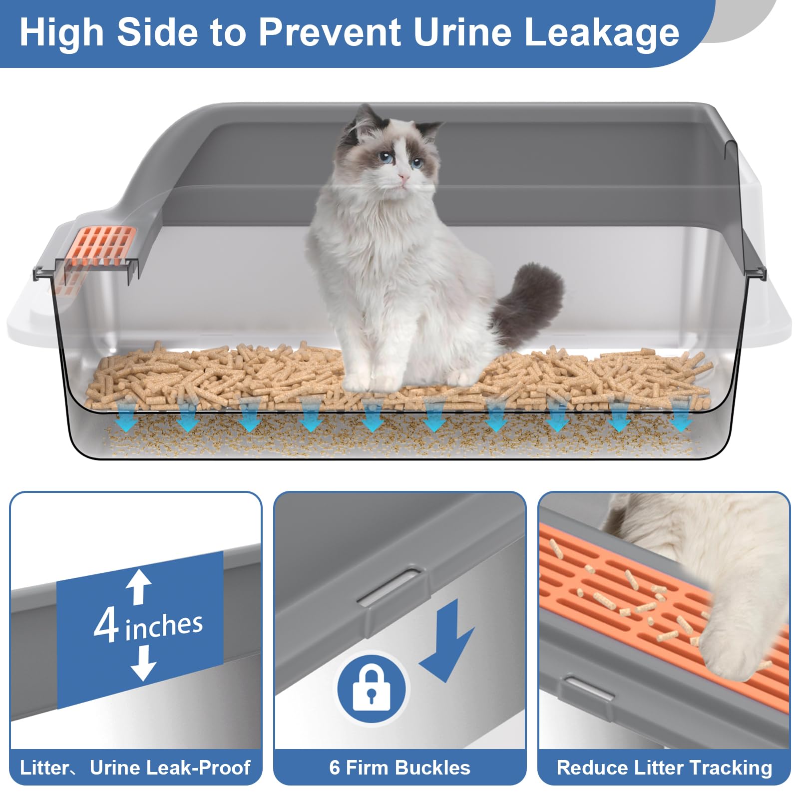 Yoochee XXL litter box demonstrates ample space for large cats.