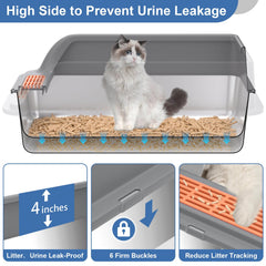 Yoochee XXL litter box demonstrates ample space for large cats.
