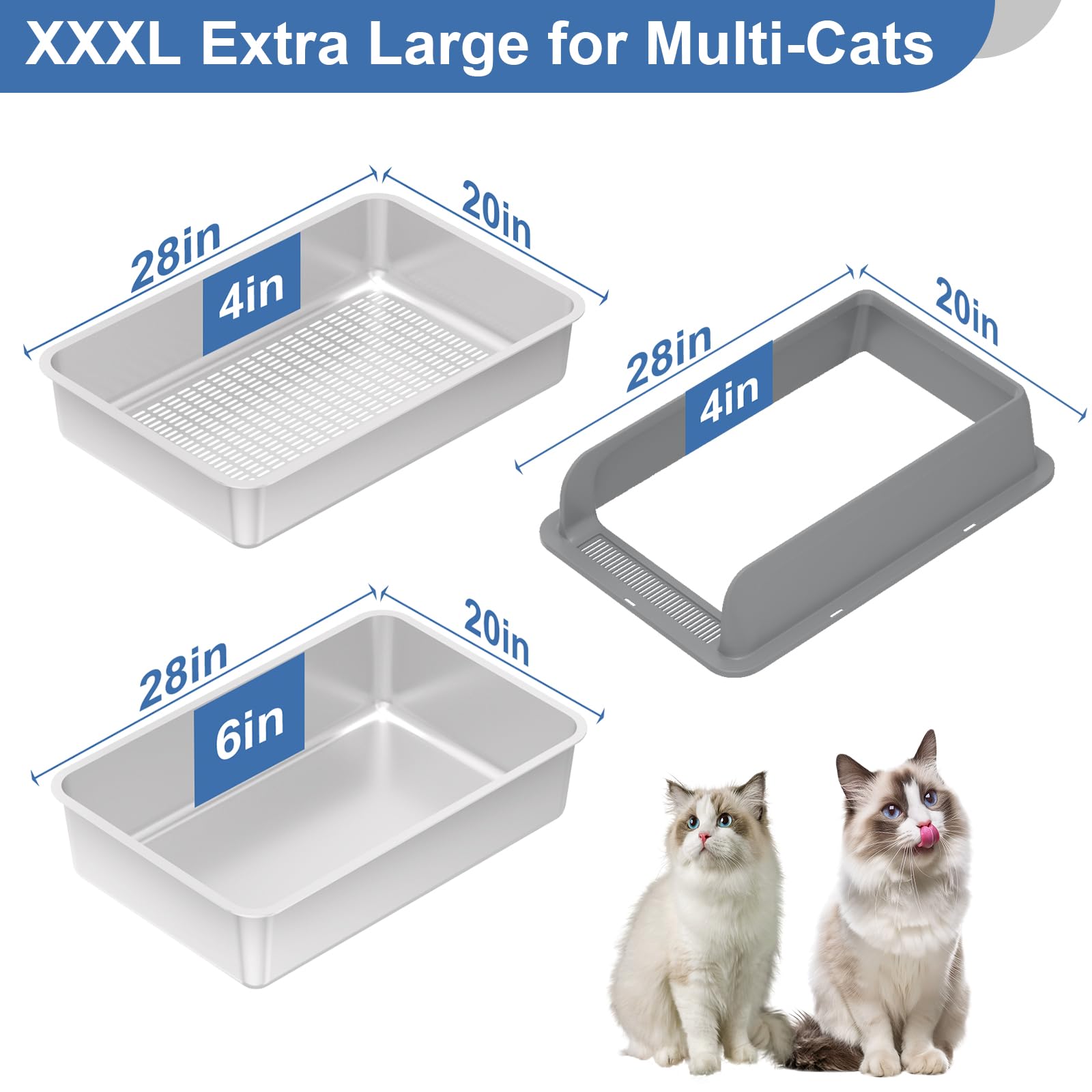 Yoochee XXXL sifting pan bottom 28x20—large capacity for quick maintenance.