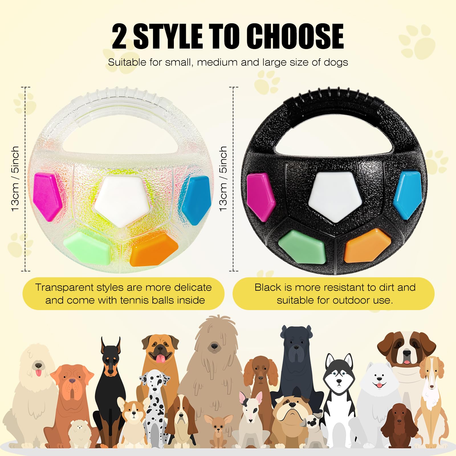YOOGAO Pet dog toy ball suitable for dogs of all sizes for interactive play.