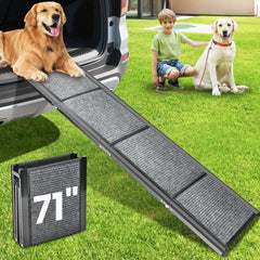 Yookesen dog ramp 71-inch extended surface for easy vehicle access.