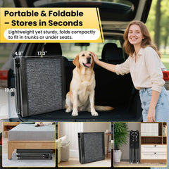 Yookesen dog ramp sturdy stability feet on flat surfaces.