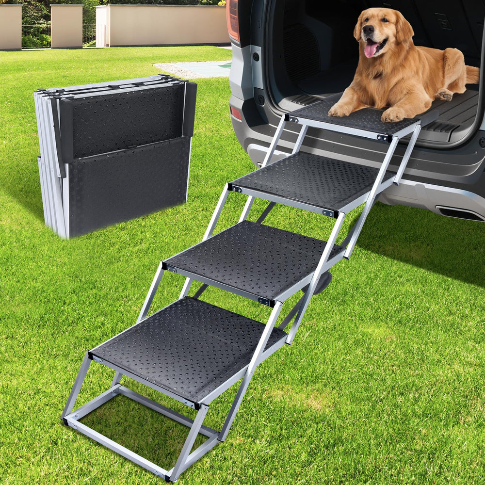 YOOKESEN dog stairs for large dogs in SUV provide stable access.