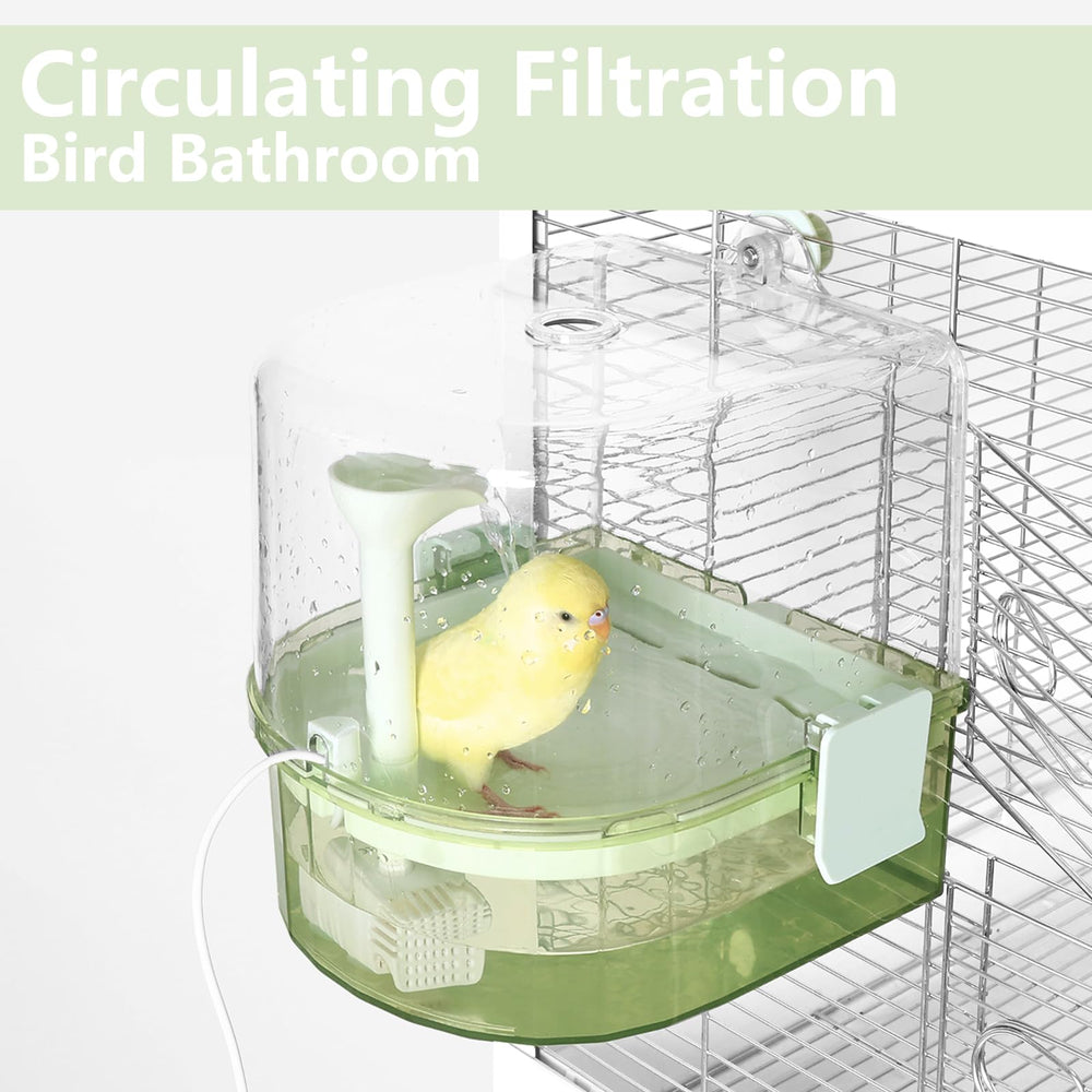 YOOSO WING easy-assembly bath can mount on cage or sit flat.