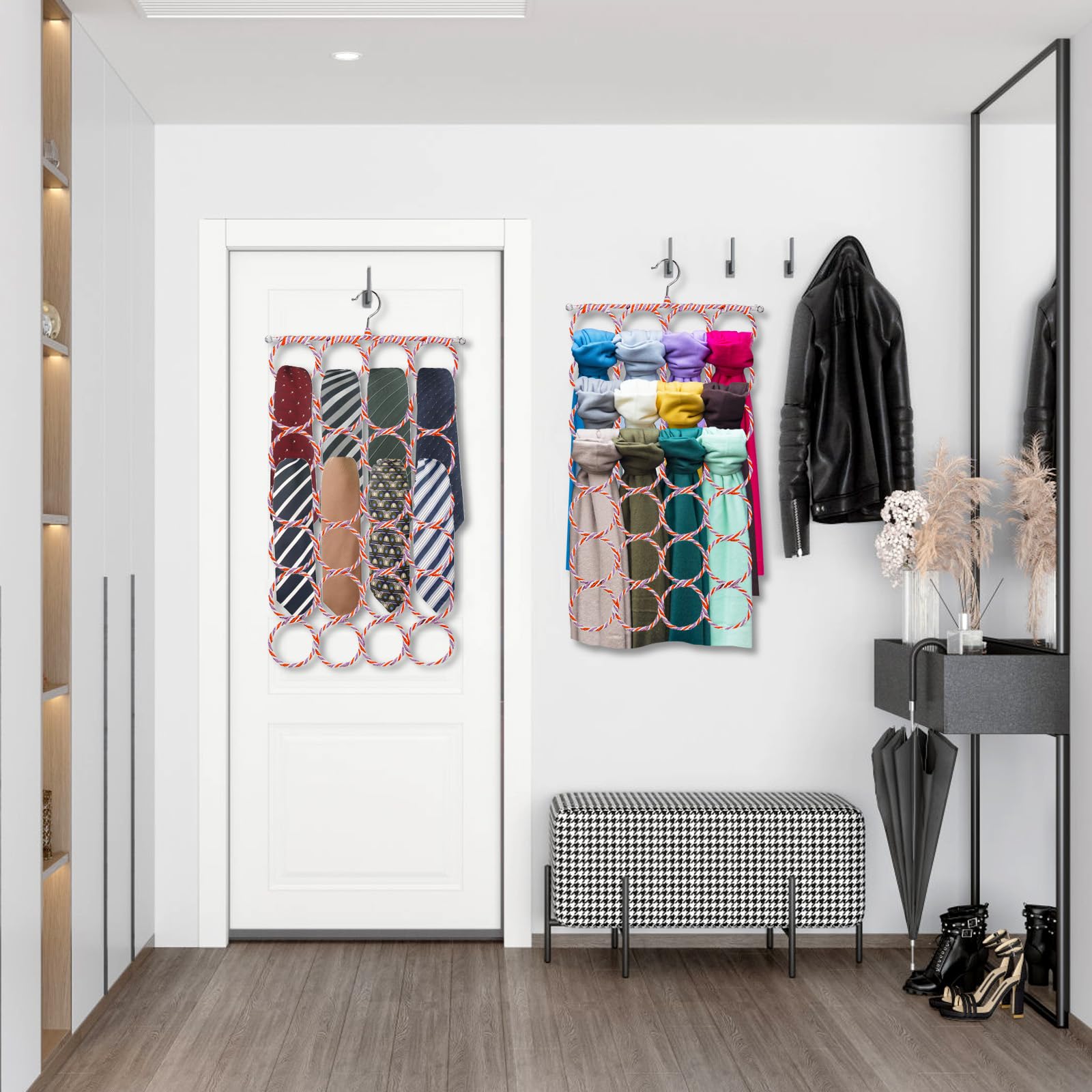 Yopay multi-purpose scarf hanger organized closet setup
