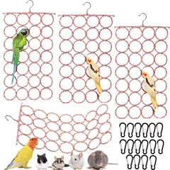 Yopay parrot bird swing four-pack shown in cage enrichment setup