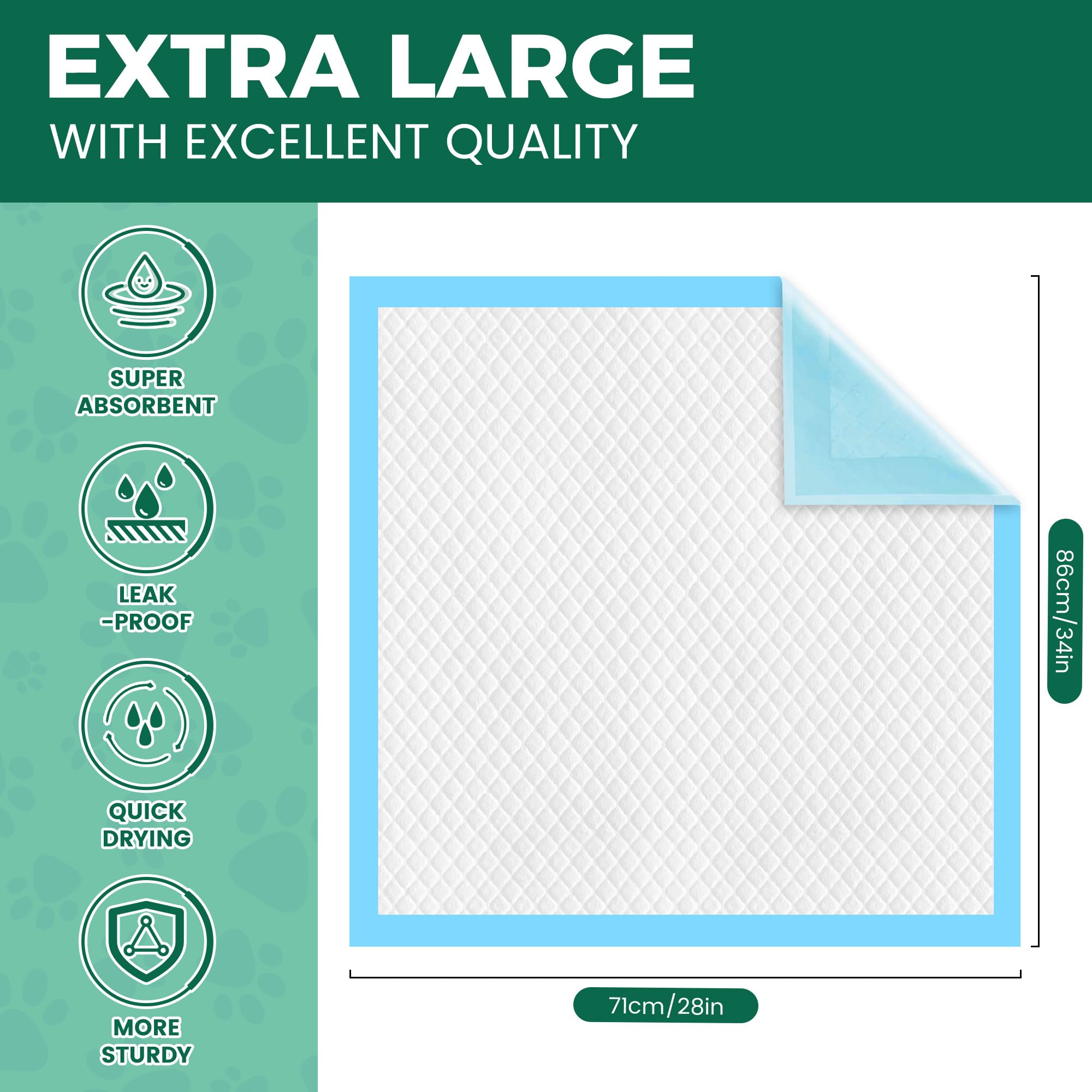 YOPETKI extra-large pad with strong absorption to keep floors dry.