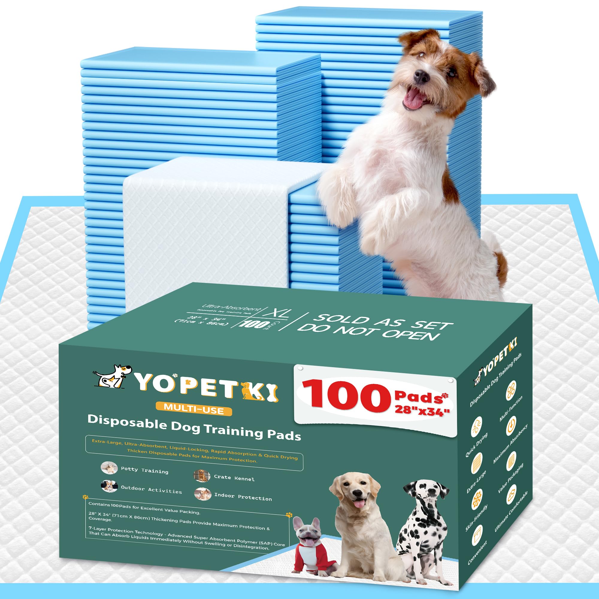 YOPETKI 28x34 extra large pad laid flat for large dogs; high absorption.