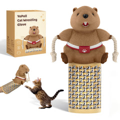 YoPoll cat wrestling glove with safe padding protecting hands during playful wrestling.
