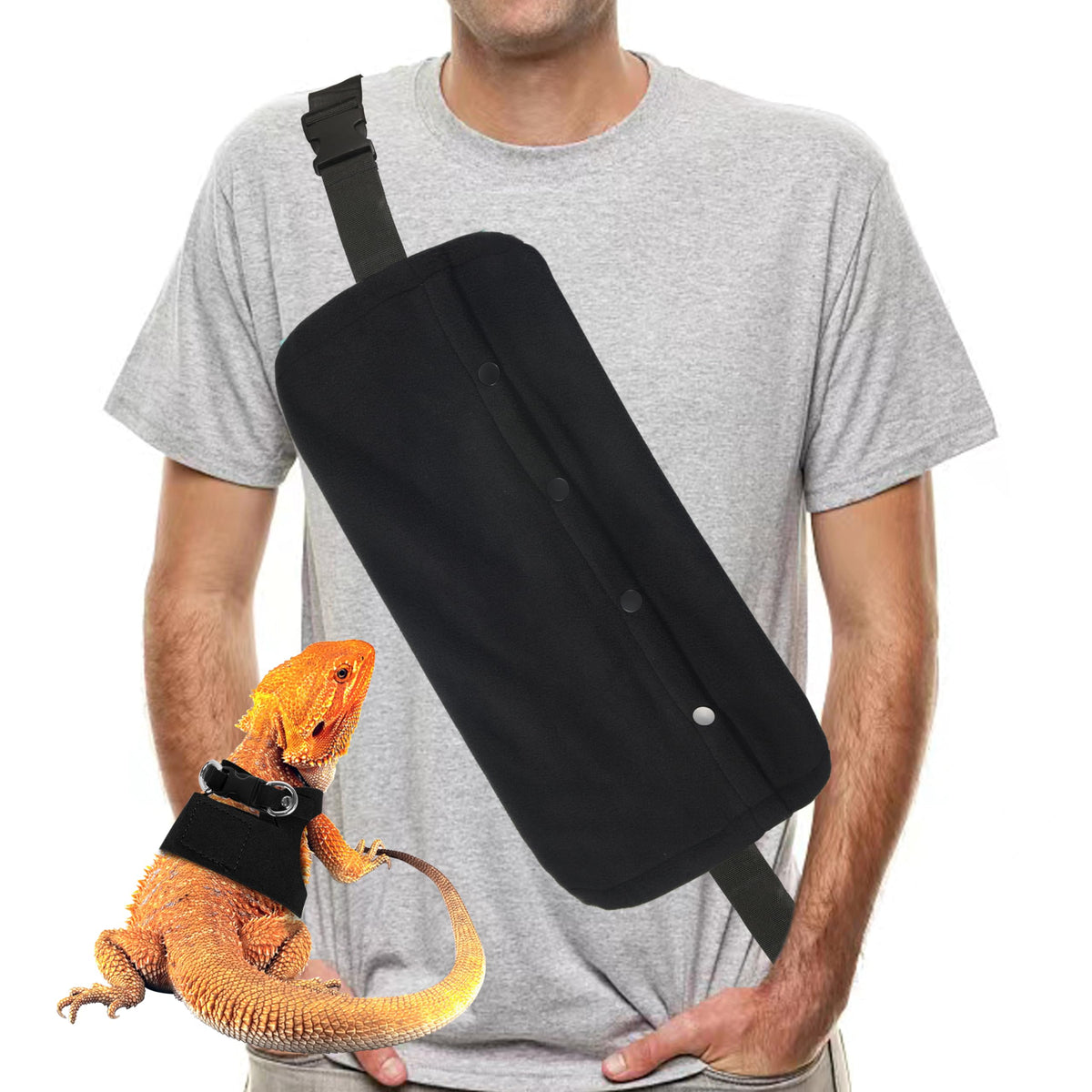 Yosadol Bearded Dragon Leash with soft leather for comfortable outdoor walks.