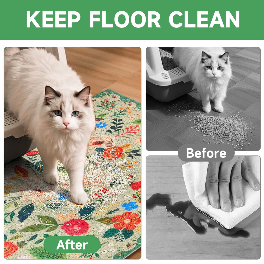 YOSEPATI anti-slip base keeps the litter mat firmly in place.