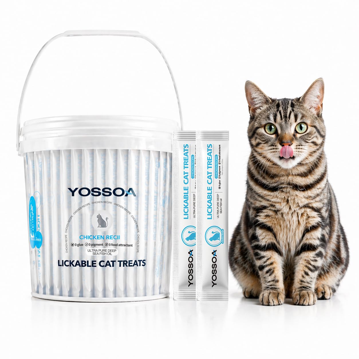 YOSSOA 100tubes lickable cat treats in puree form for easy feeding and hydration.