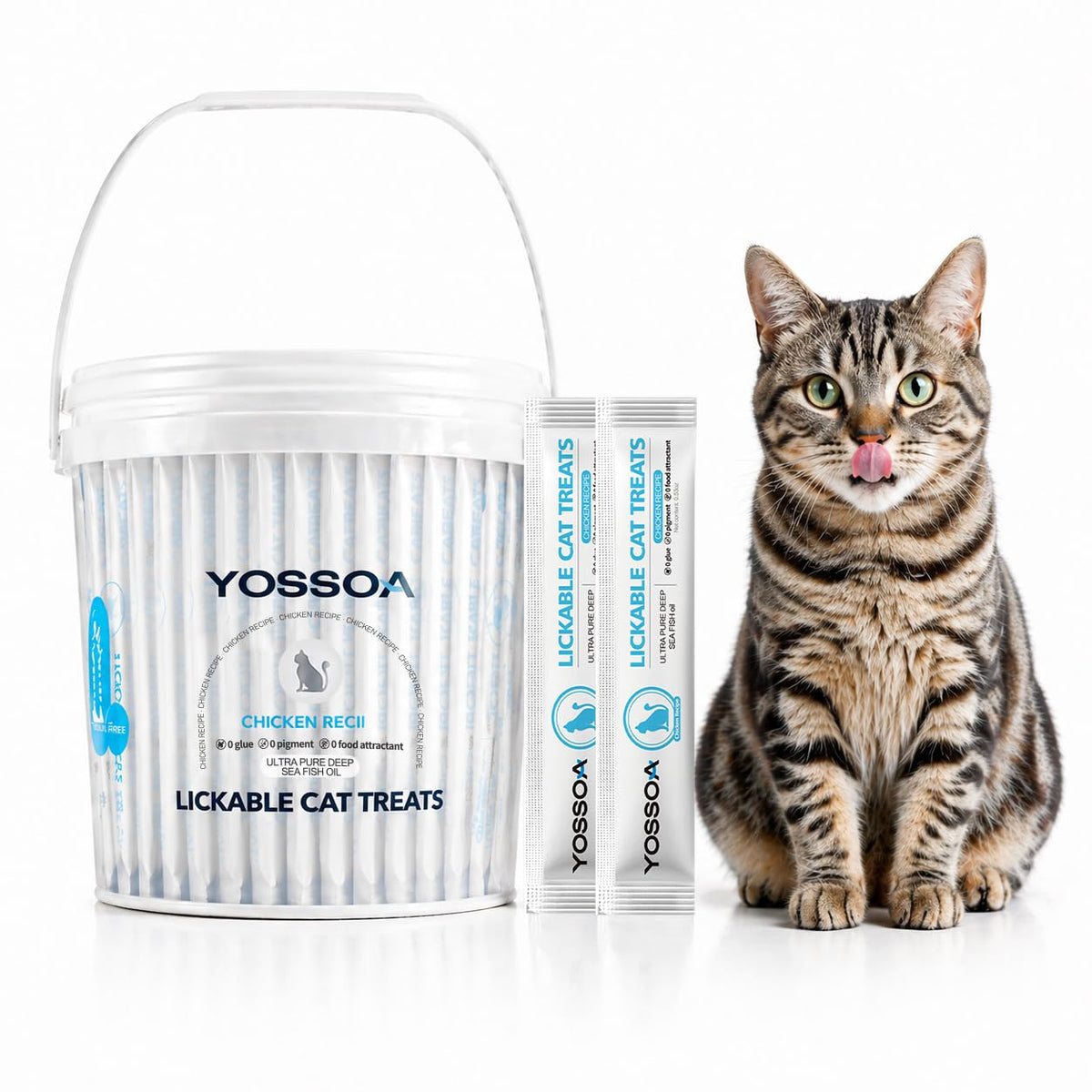 YOSSOA 100tubes lickable cat treats in puree form for easy feeding and hydration.