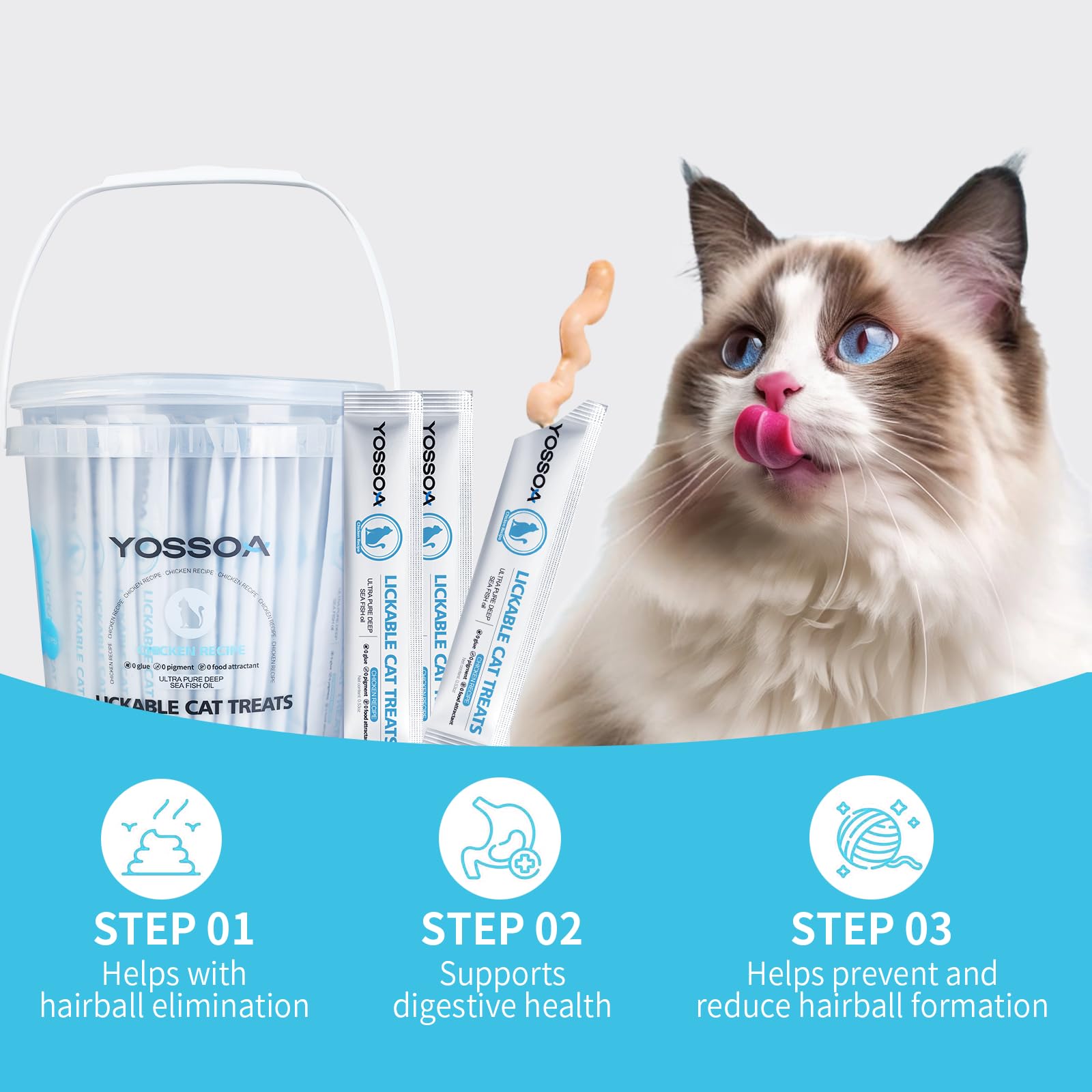 YOSSOA fish oil puree image promoting a shinier coat.