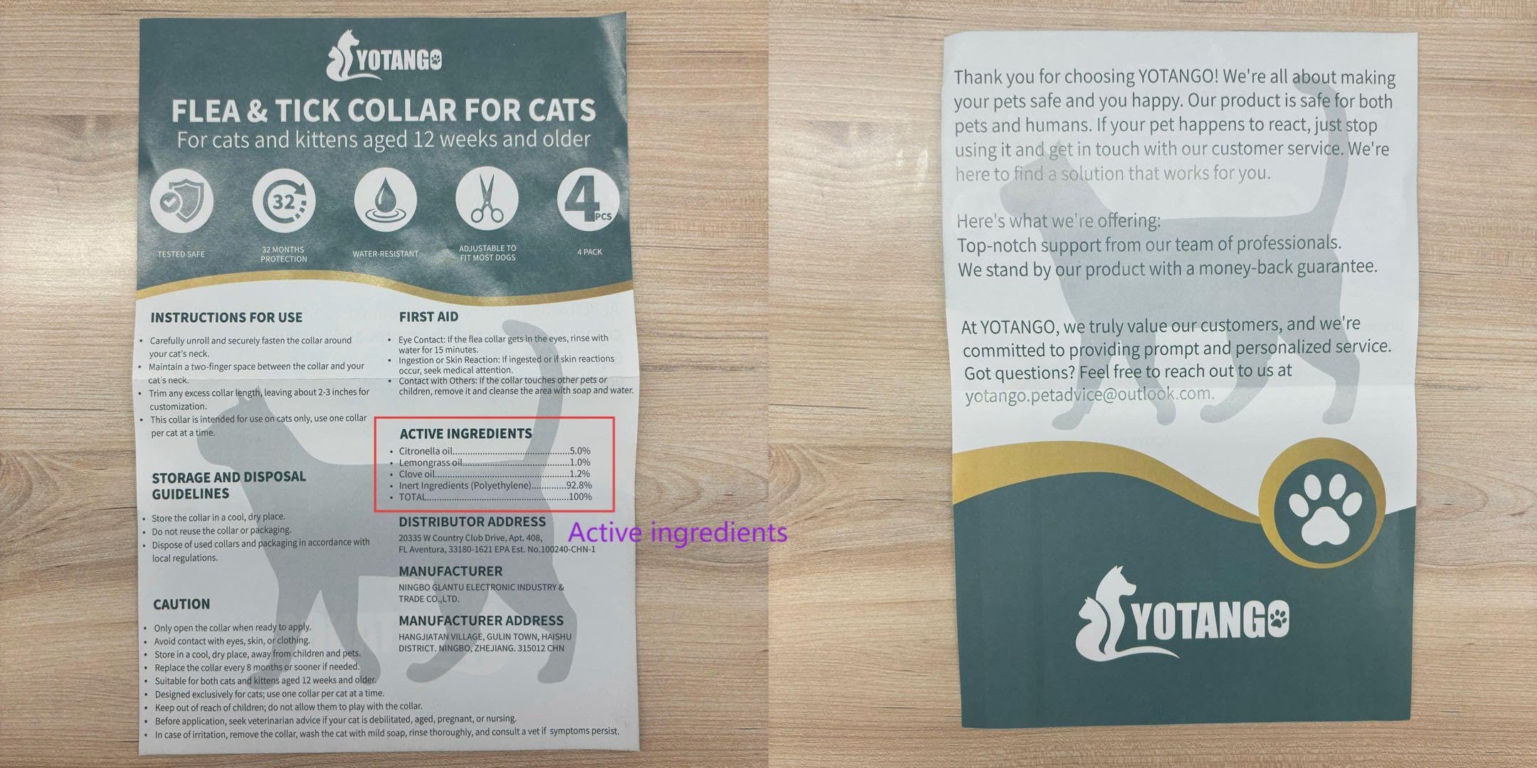 YOTANGO complete 4-pack kit designed for cats and kittens.