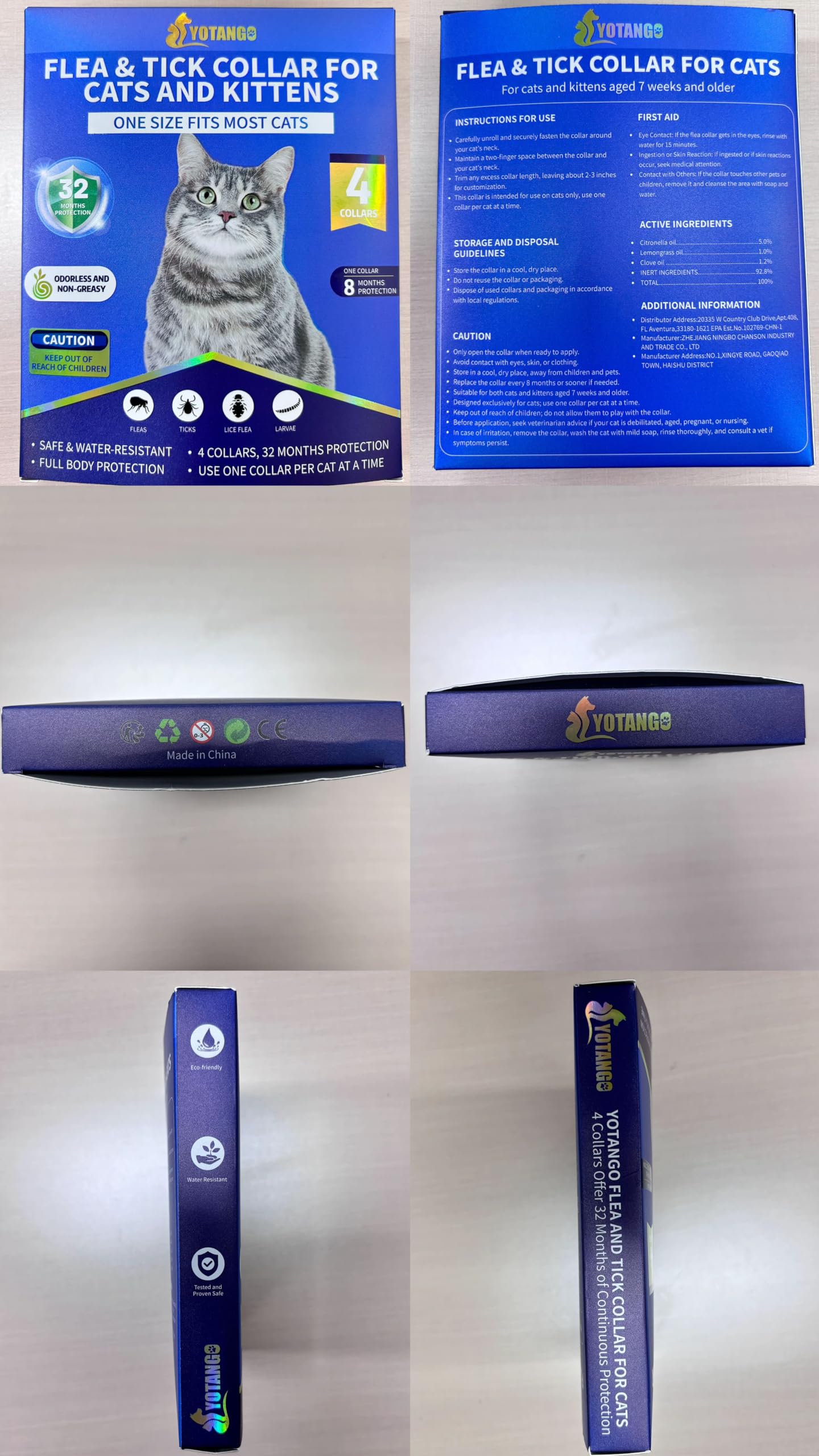 Cat wearing YOTANGO flea collar signals stylish, practical protection during daily routines.