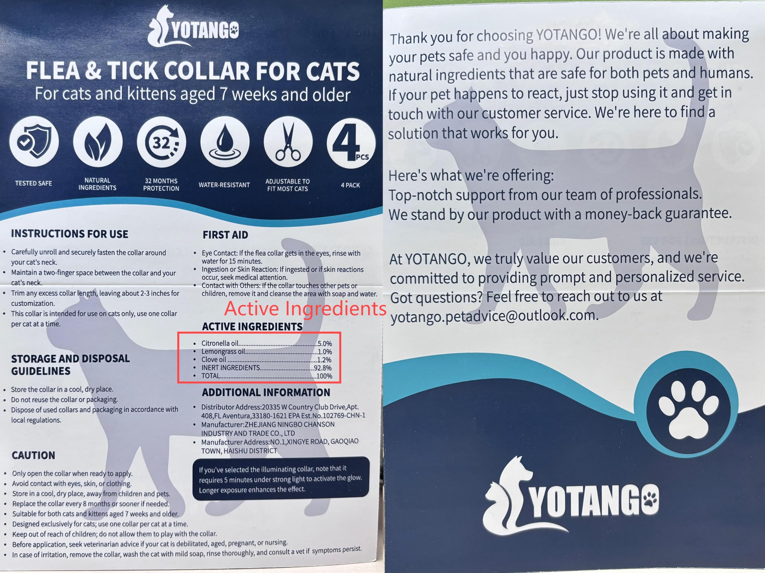 YOTANGO kitten-friendly collar design for daily comfort
