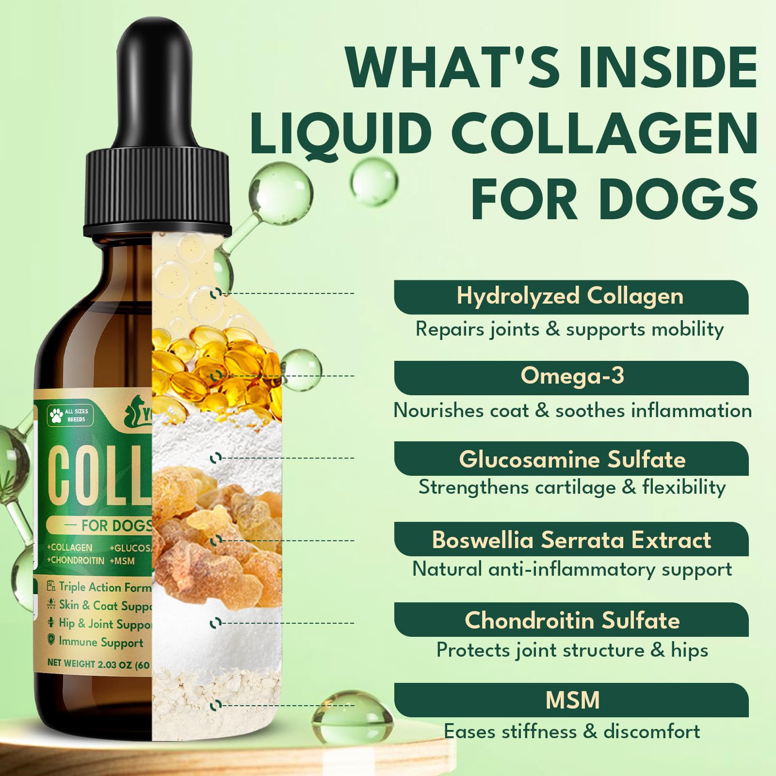YOTANGO collagen drops improving skin barrier and coat shine for a healthy look