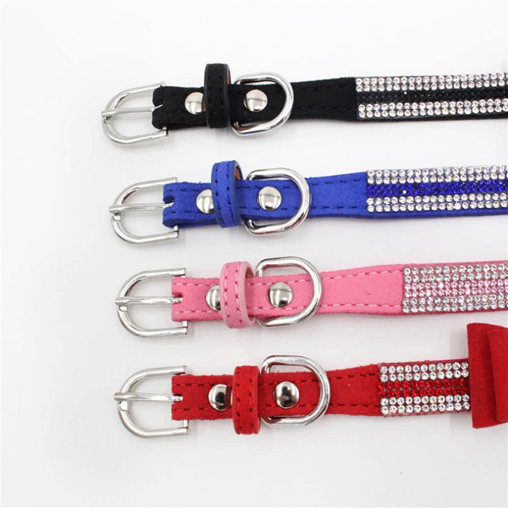 YOUALSO dog and cat collar set in pink with bow