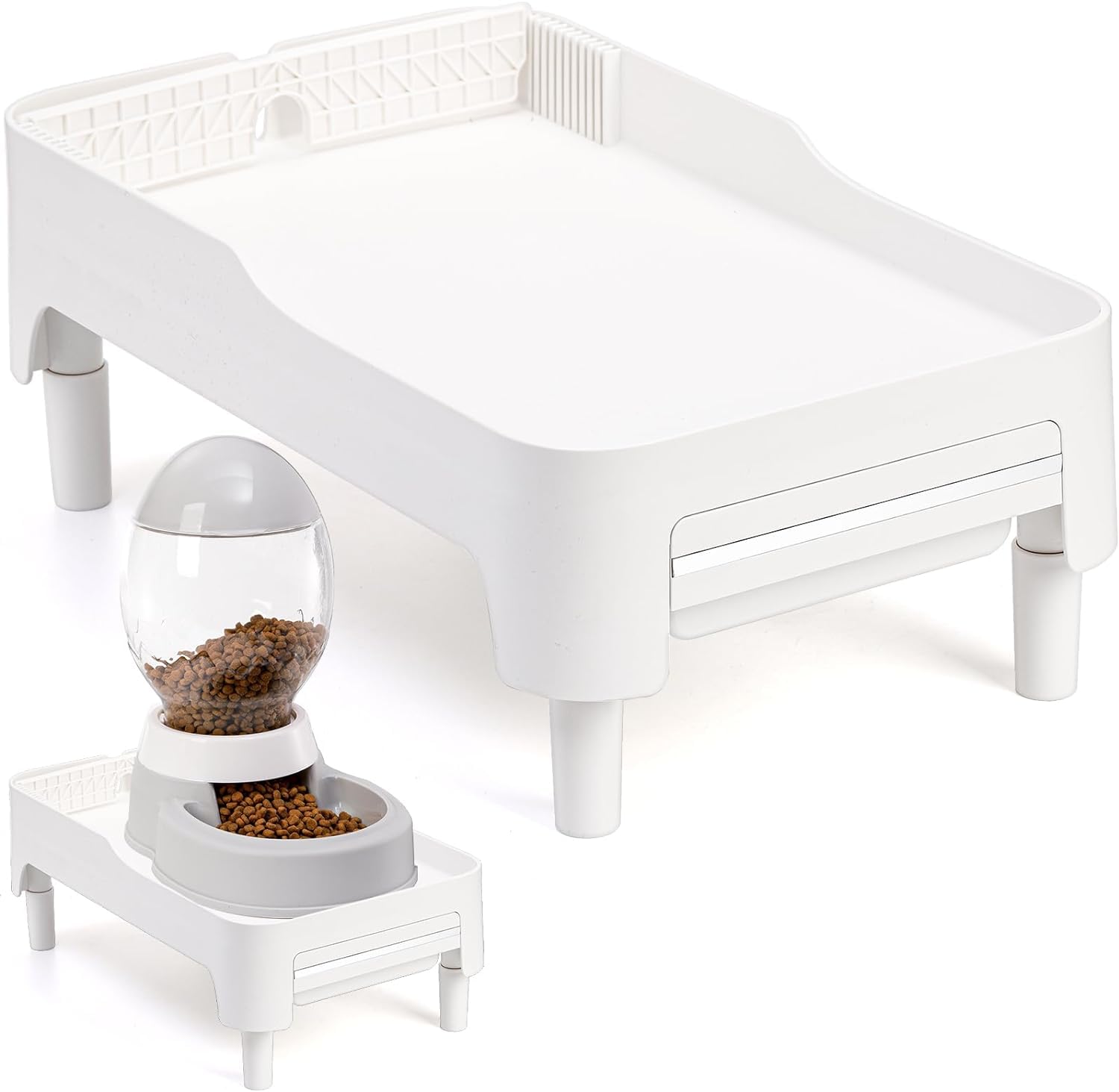 Youeon raised pet feeder stand with adjustable height for comfortable meals.