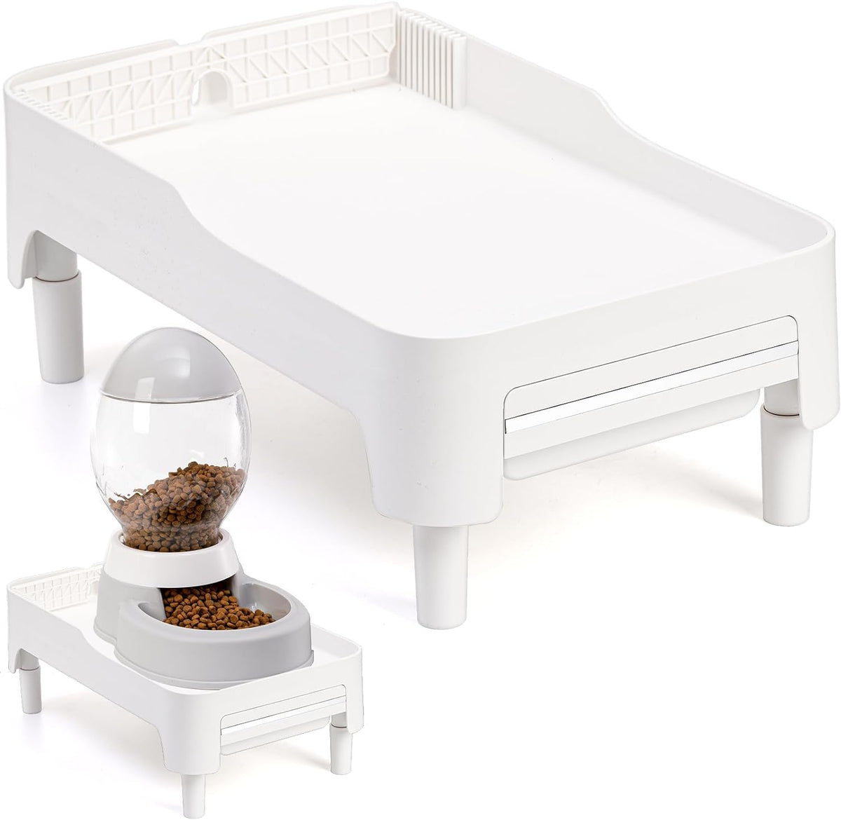 Youeon raised pet feeder stand with adjustable height for comfortable meals.