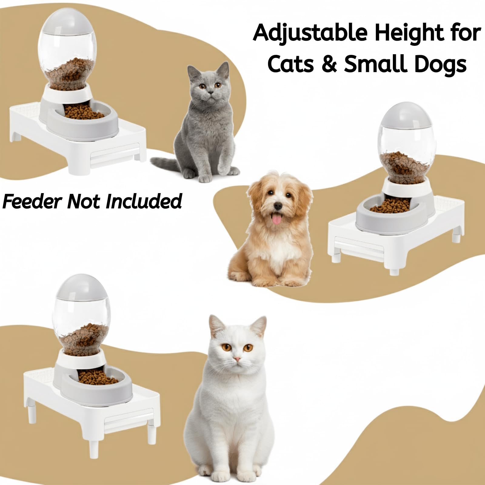 Youeon raised pet feeder stand with non-slip feet protects floors.