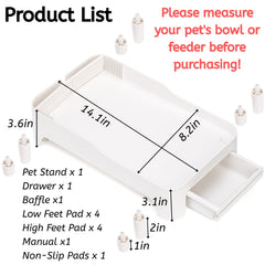 Youeon raised pet feeder stand with drawer storage for snacks.