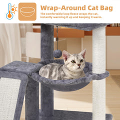 YOUPETSER cat-tree-cozy-hammock offers a relaxing nap perch for cats.