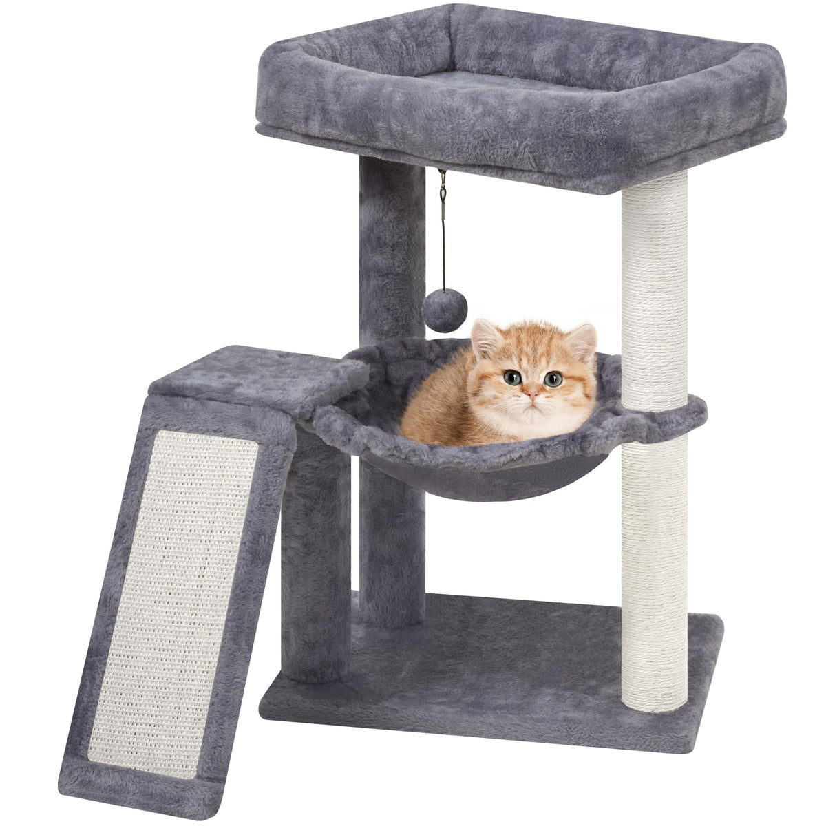 YOUPETSER cat tree for indoor cats with a scratch post and plush lounge.