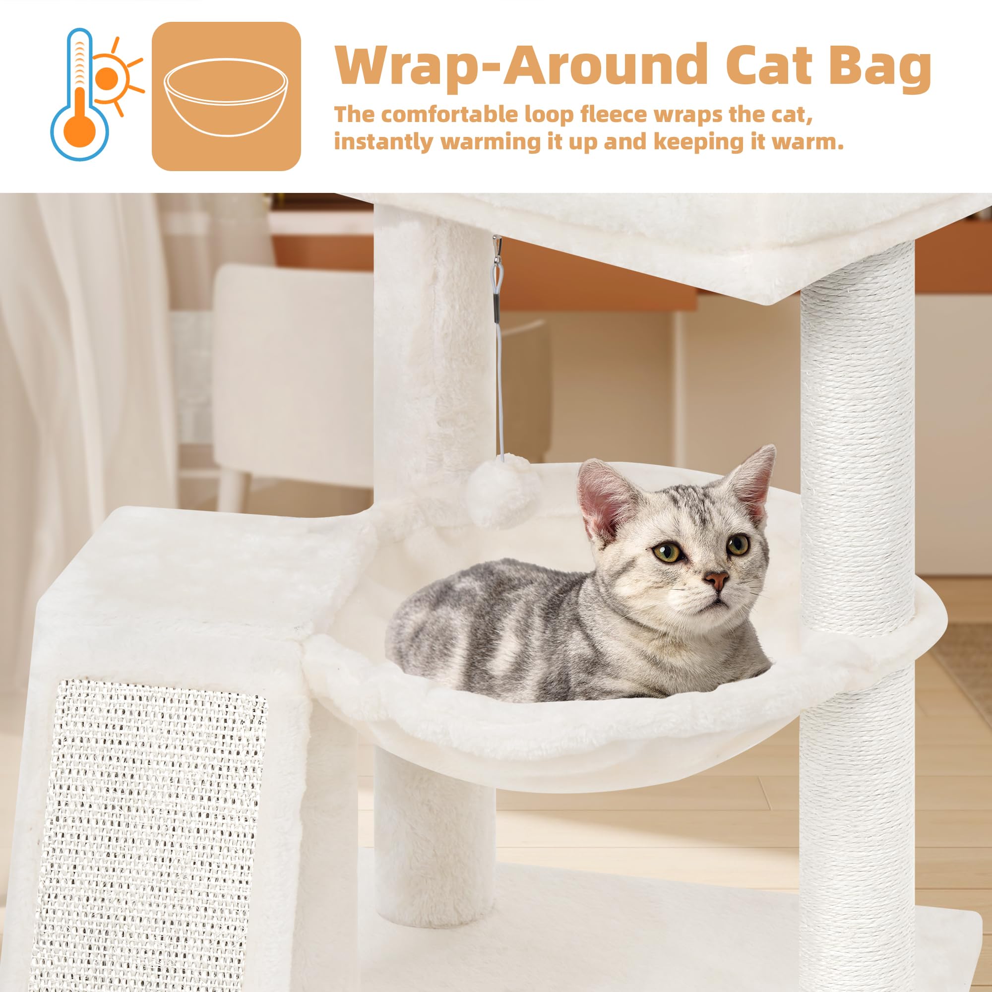 YOUPETSER cat tree plush nap platform in beige