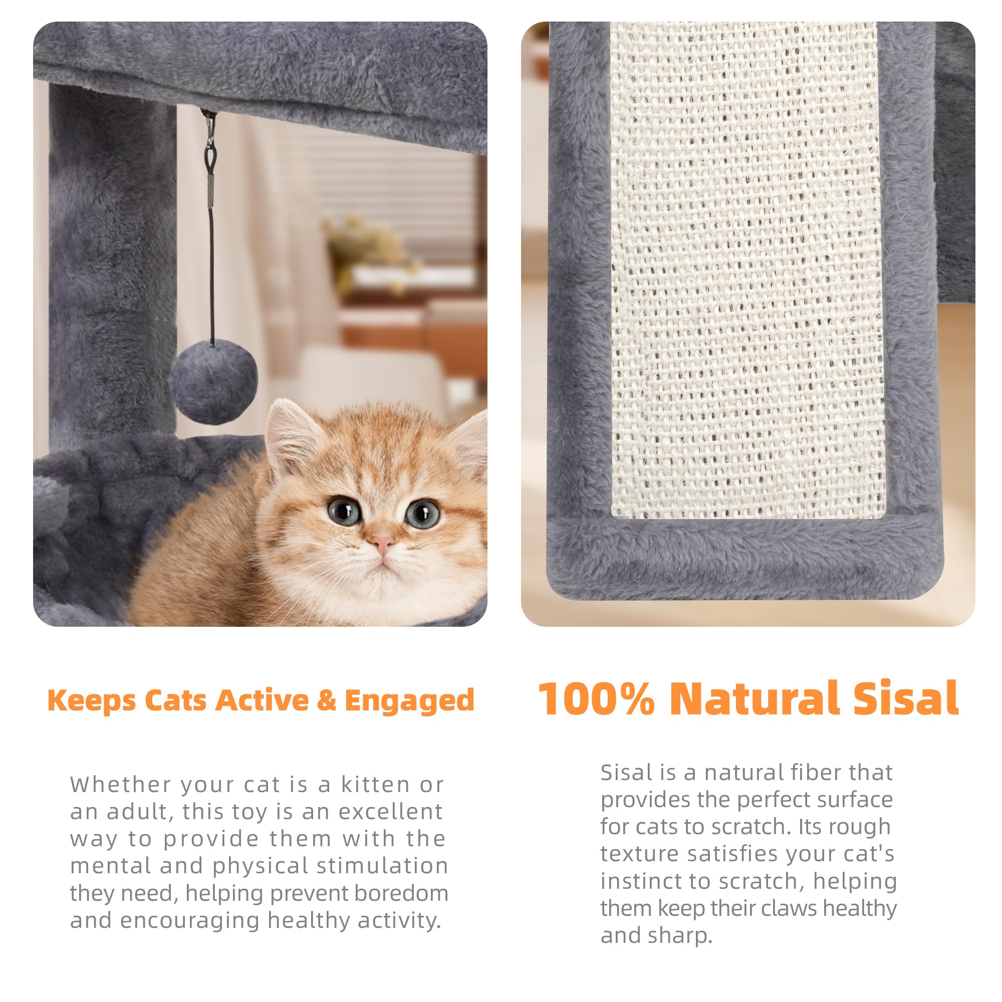 YOUPETSER space-saving cat tree fits small rooms without clutter.