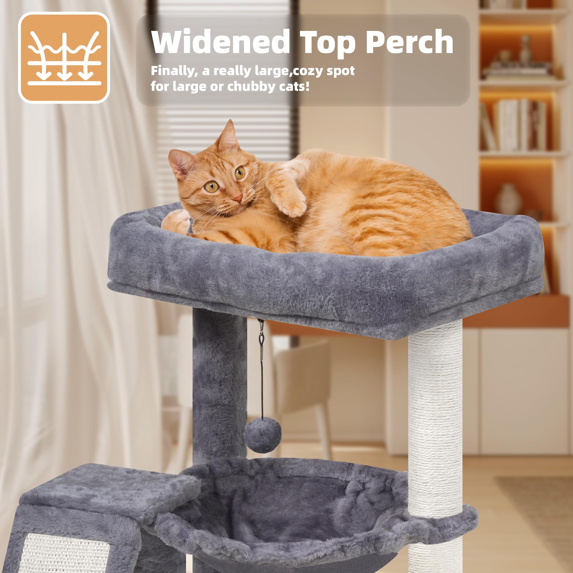 YOUPETSER cat-tree-top-platform-nap provides a plush lounging spot.