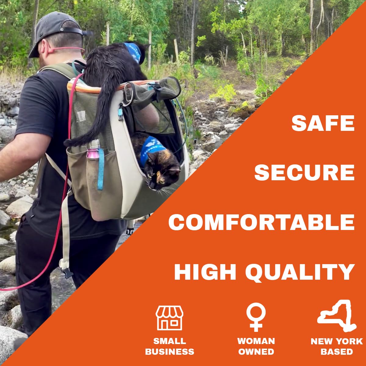 Your Cat Backpack Navigator side pockets store treats and essentials within reach