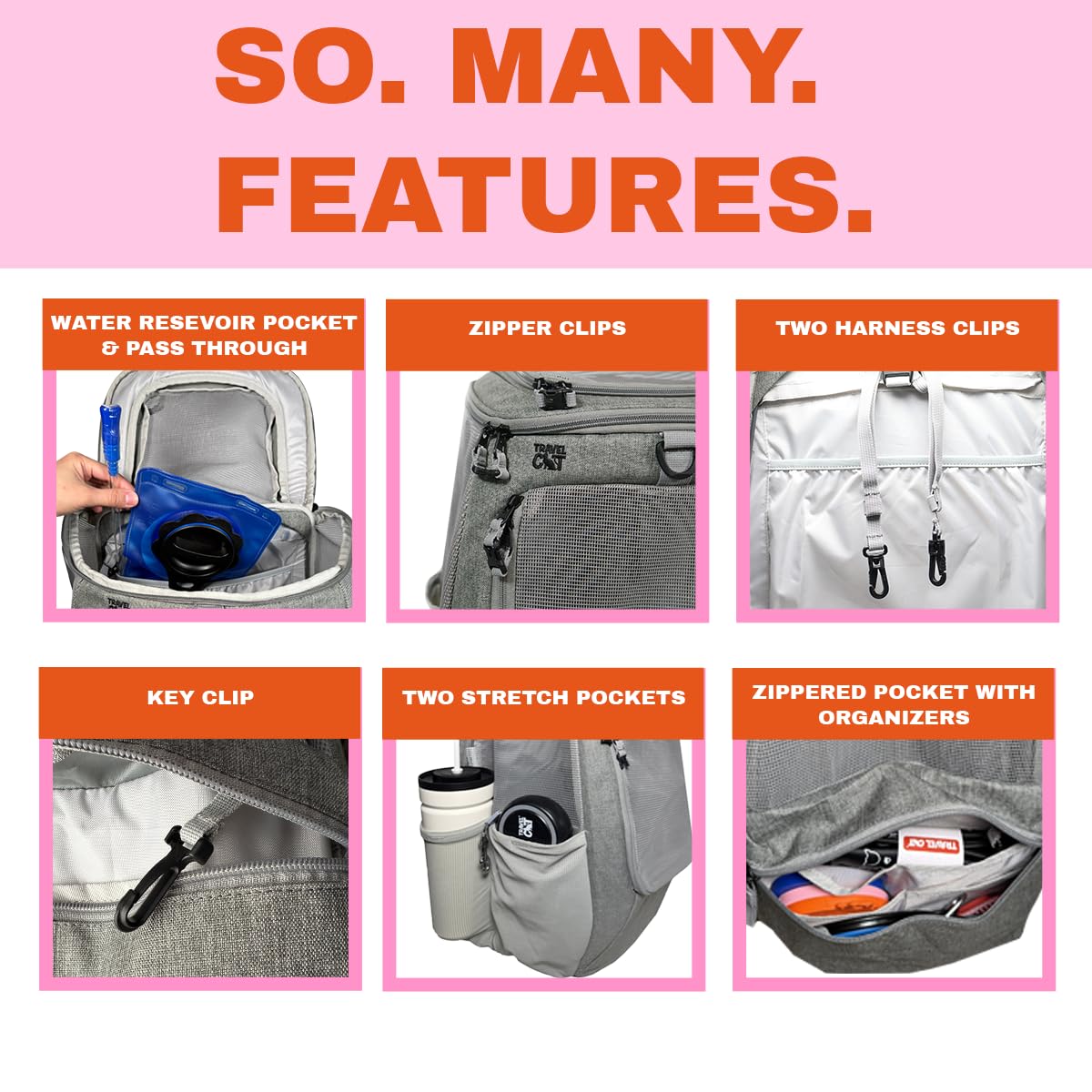 Your Cat Backpack Travel Cat Navigator bag adjustable interior clips for multiple cats.