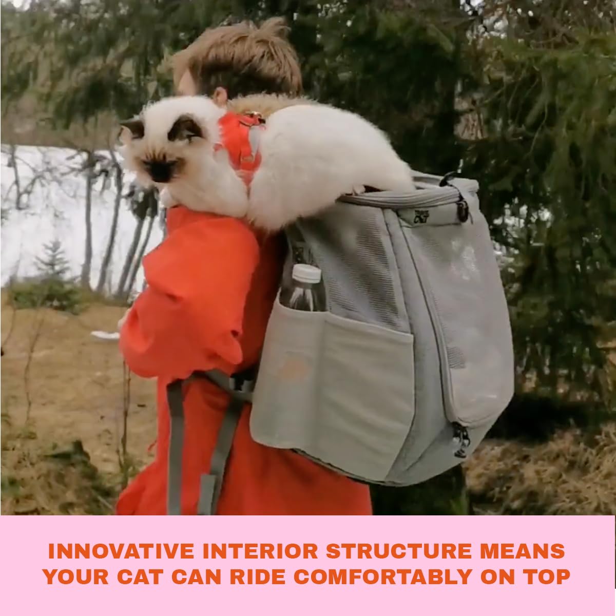 Your Cat Backpack Travel Cat Navigator bag water reservoir pocket for hydrating pets.