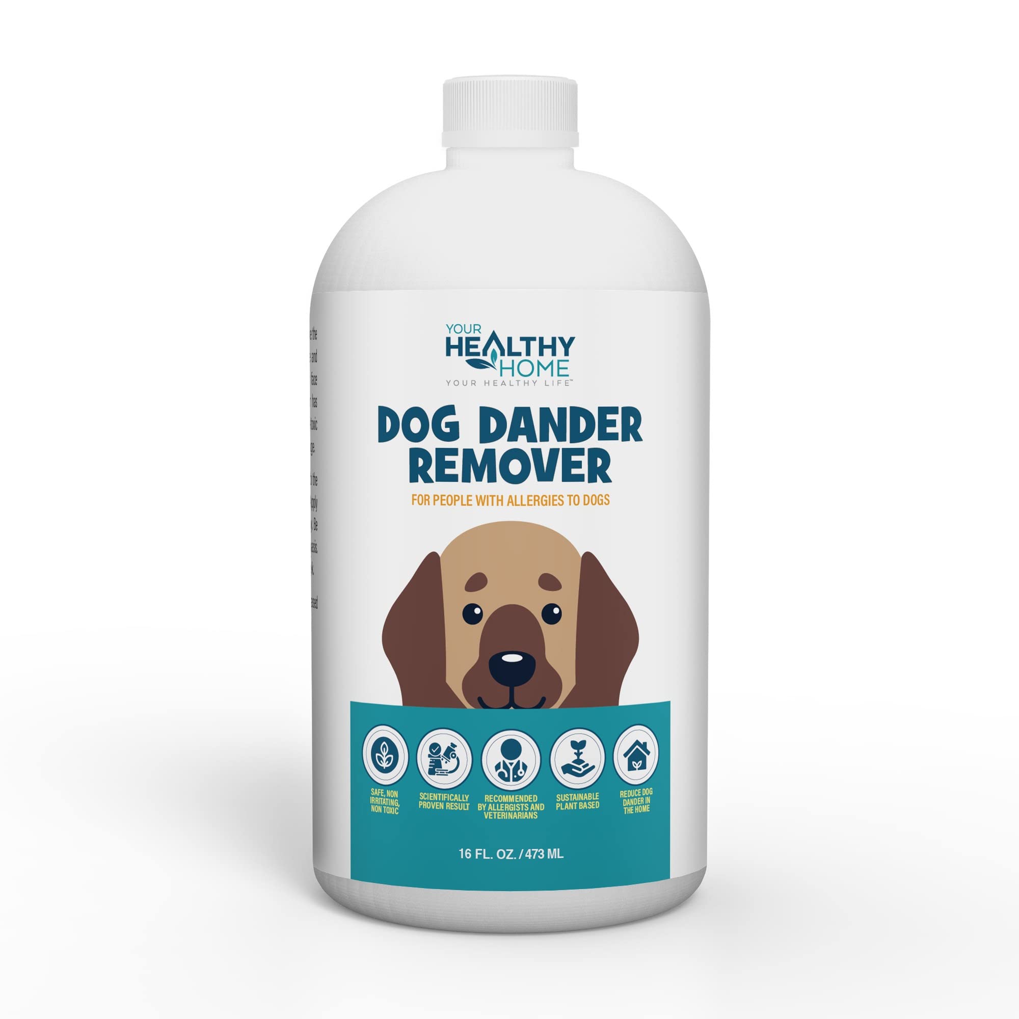 YourHealthyHome spray applied on dog's fur to reduce dander exposure