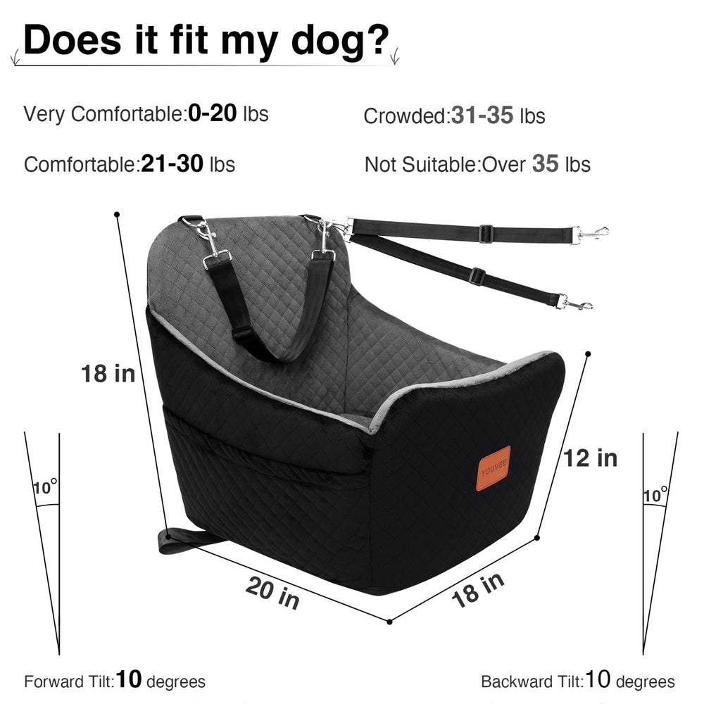 YOUVEE Dog Car Seat interior and padding, designed for cozy, restful rides