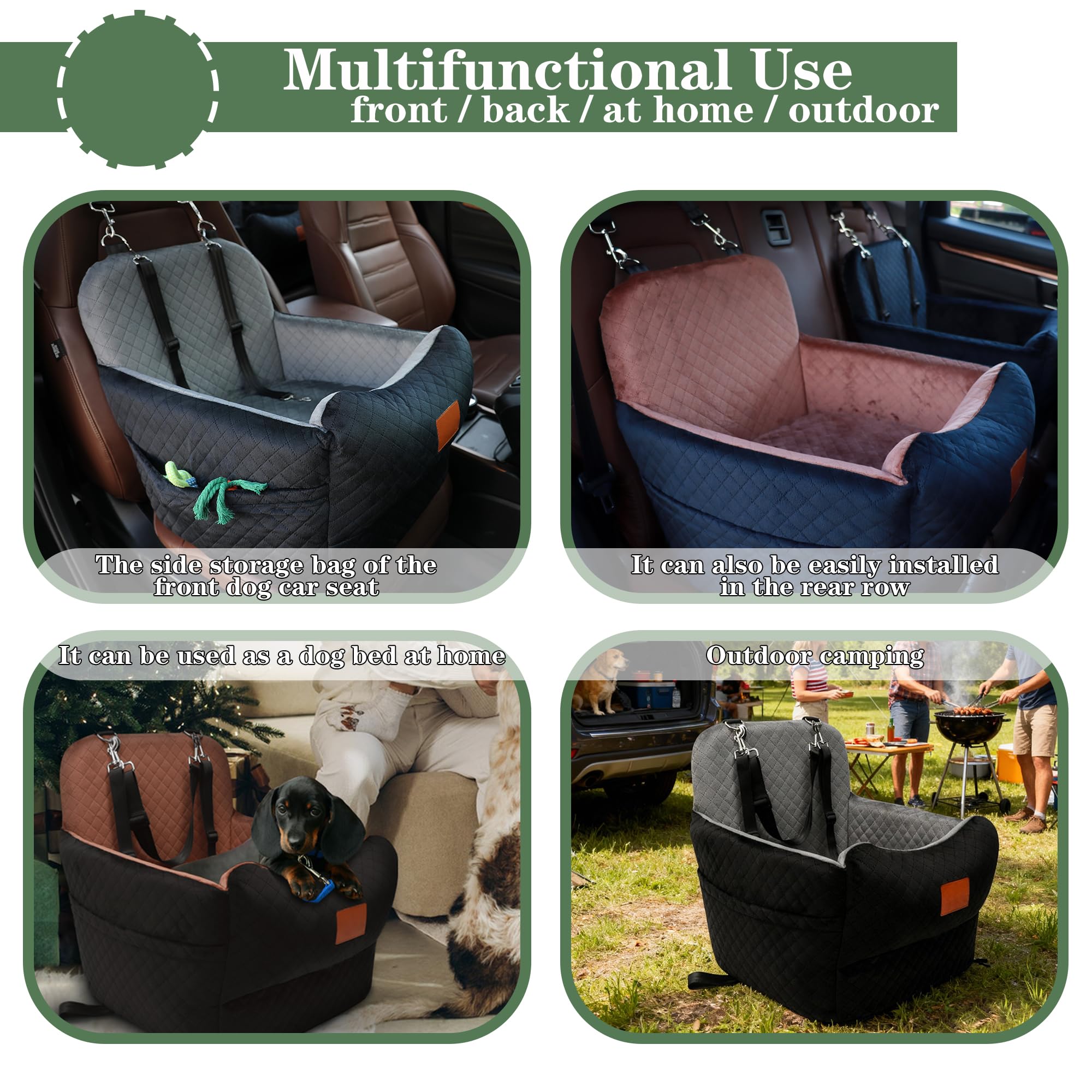 Youvee dog car seat two buckle safety belts provide extra restraint for safety