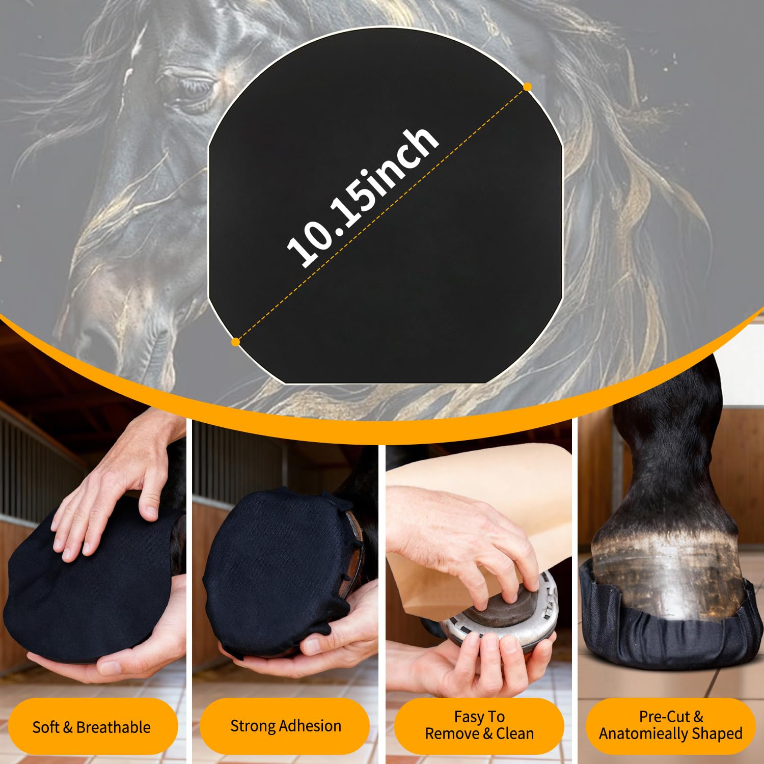 Youven magic cushion hoof packing provides durable overnight protection