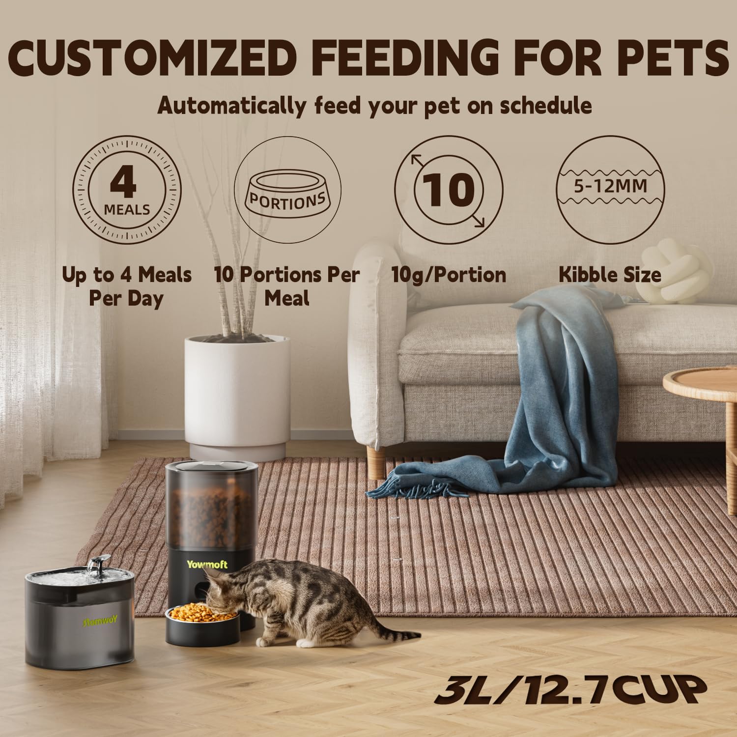 YOWMOFT cat water dispenser with filter for clean drinking water