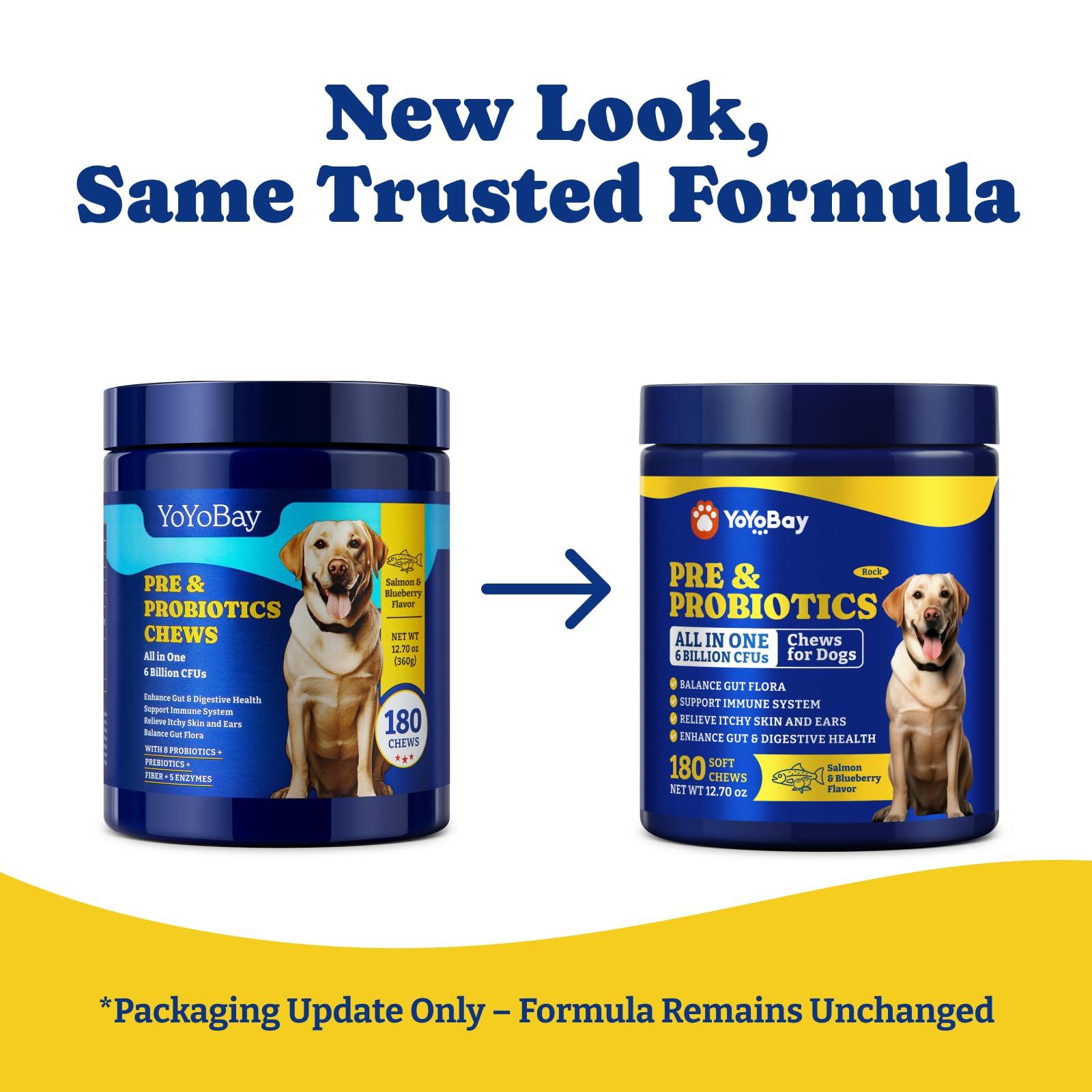 YoYoBay probiotics digestive enzymes blend supports nutrient absorption in dogs.