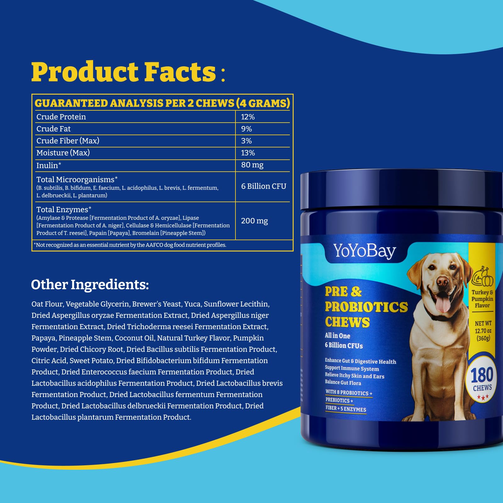 YoYoBay Probiotics for Dogs turkey-pumpkin flavor chews served