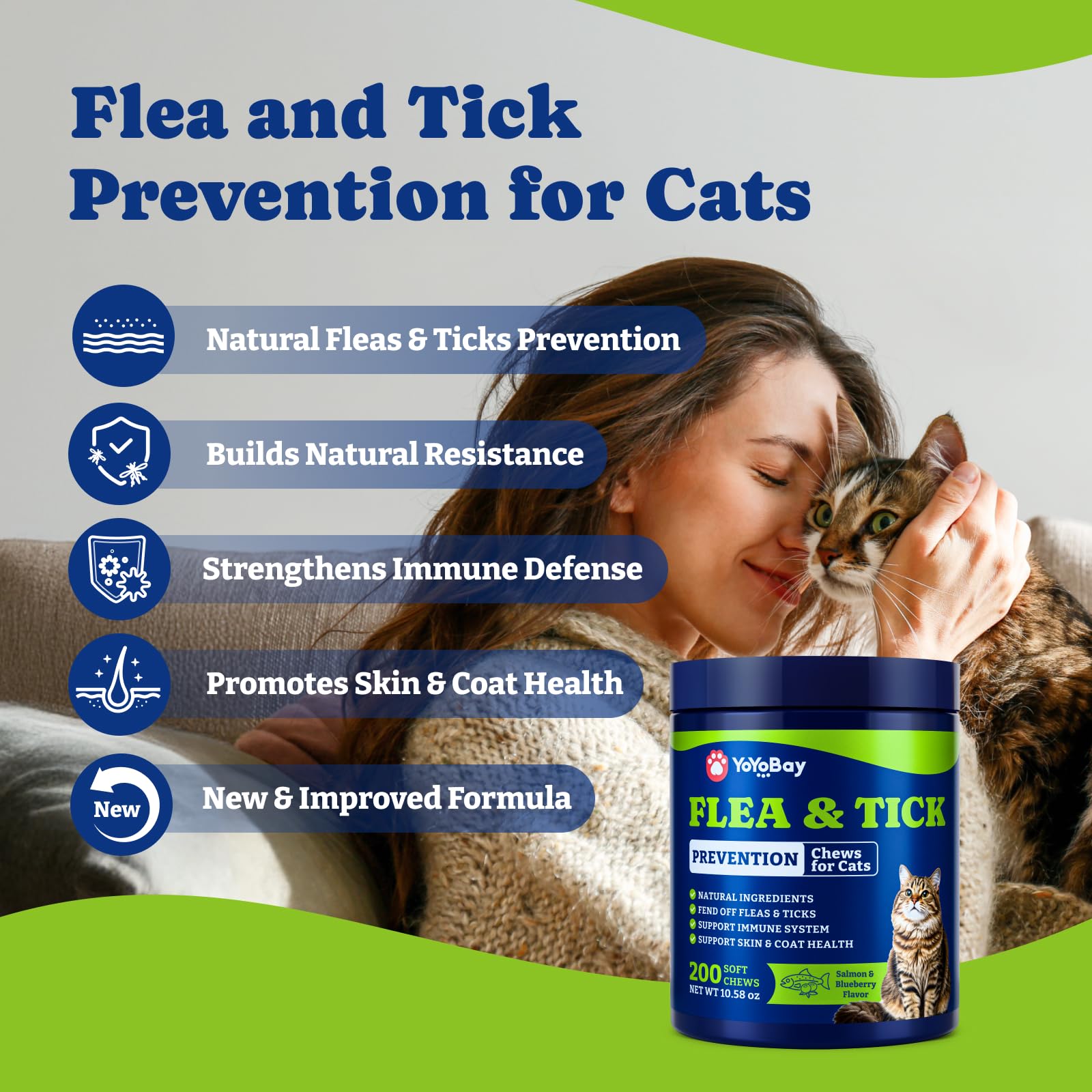 Close-up of YoYoBay soft chews highlighting easy daily feeding for cats