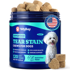 YoYoBay Tear Stain Support soft chews in a bottle improve daily eye comfort.