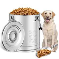 Yoziyaxo stainless steel dog food container front view showing ample storage and secure lid