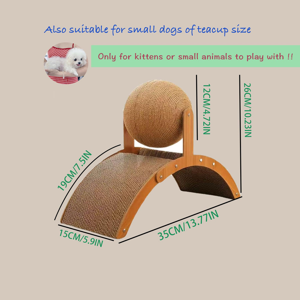 YPILKEF arch-base wooden scratcher shows stable support for playful pets