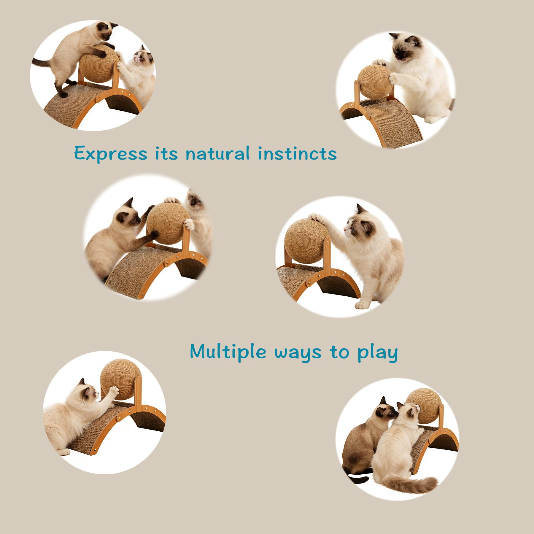 YPILKEF sisal ball rotating on the arch invites batting and interaction