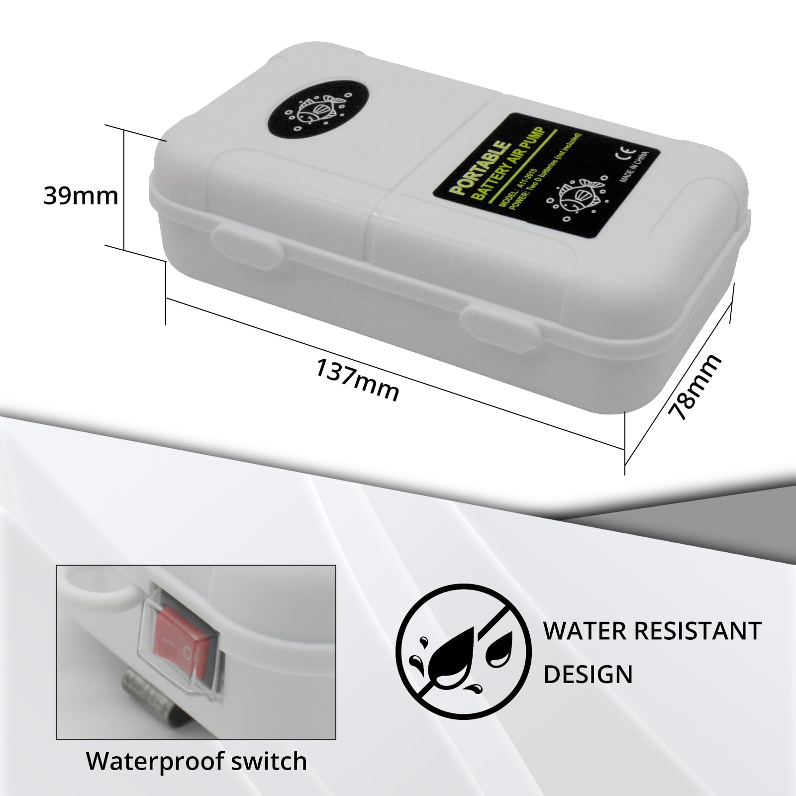 YQMIGU battery-powered aerator runs on two D-batteries for long sessions.