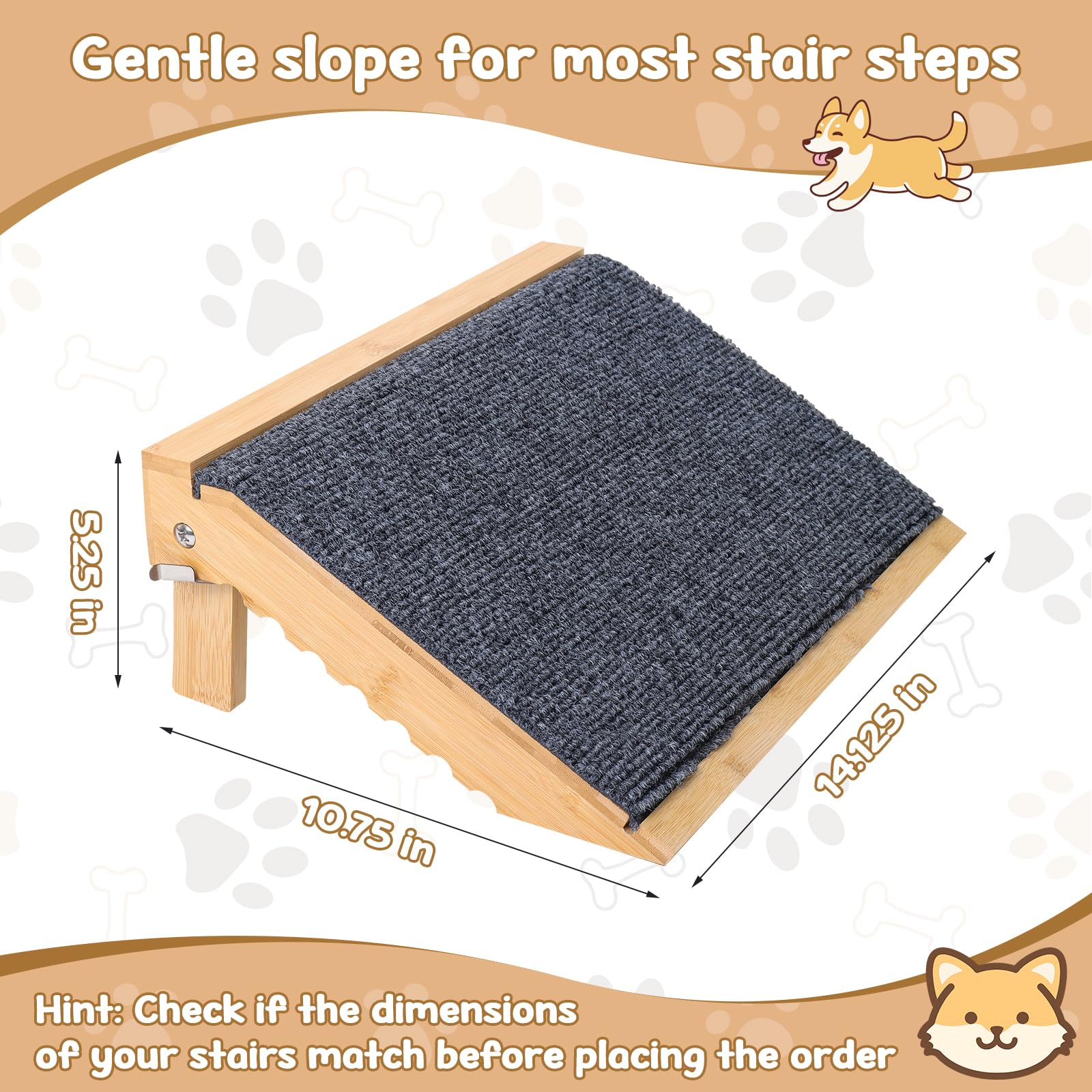yrriemcmy ramp highlights 28-degree incline suitable for small pets