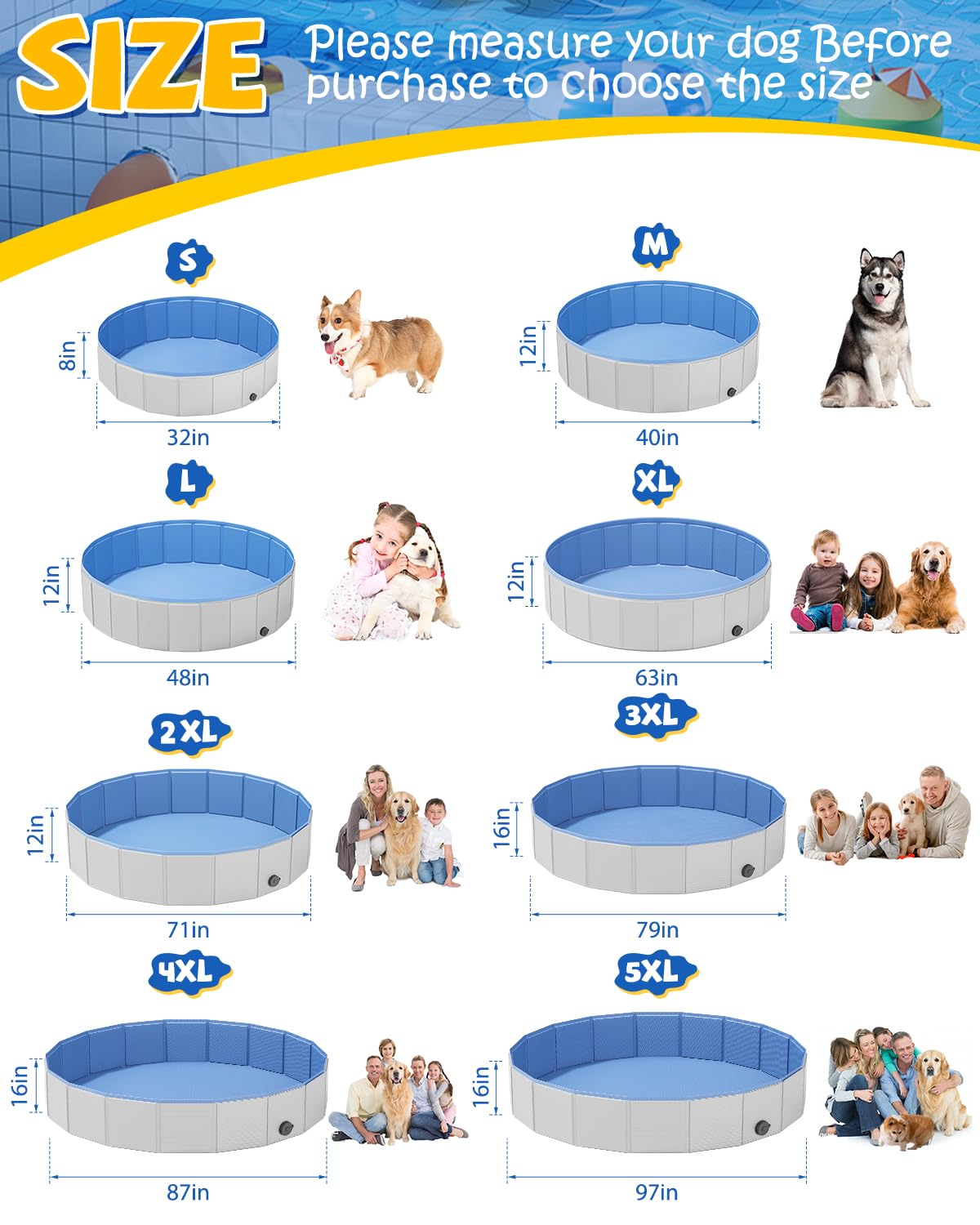 YSJILIDE collapsible dog bath pool close up showing sturdy PVC construction.
